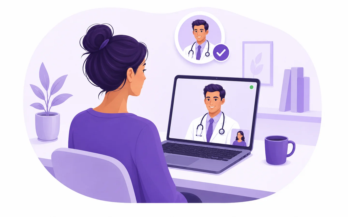 Person meeting with a provider through a secure video visit on a laptop